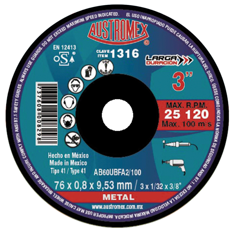x1316 disco corte de metal 3"