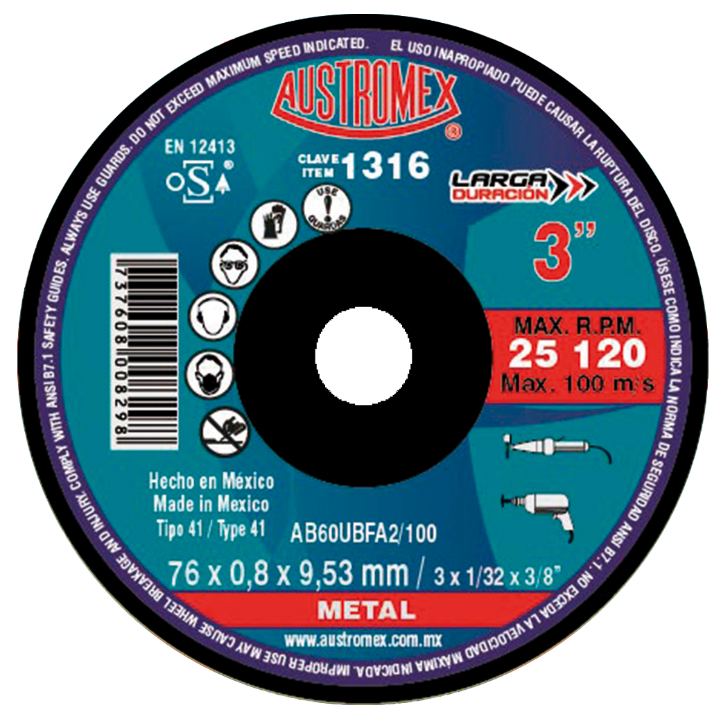 x1316 disco corte de metal 3" x1316 disco corte de metal 3"