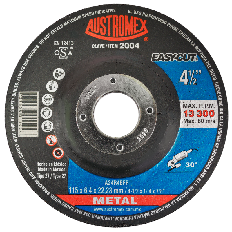 x2004 disco de desbaste de metal 4 1/2"