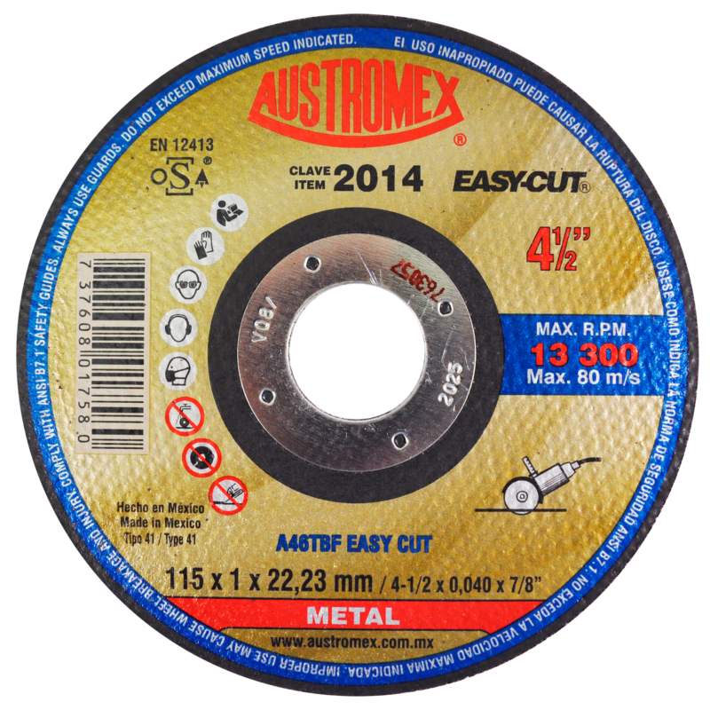 x2014 disco corte de metal 4 1/2"