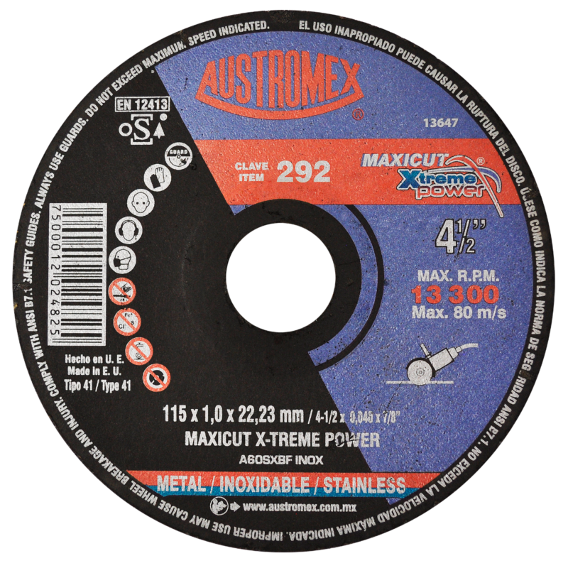 x292 disco corte acero inox 4 1/2"