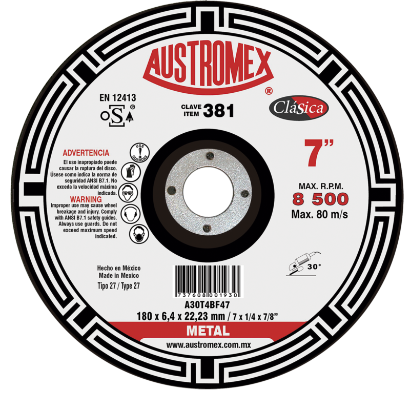 x381 disco de desbaste de metal 7"