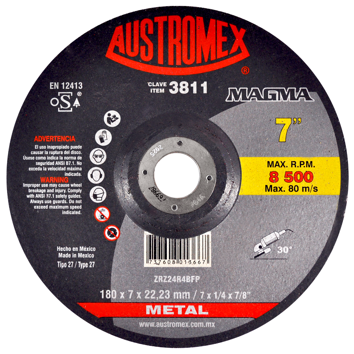 x3811 disco de desbaste de metal 7" x3811 disco de desbaste de metal 7"