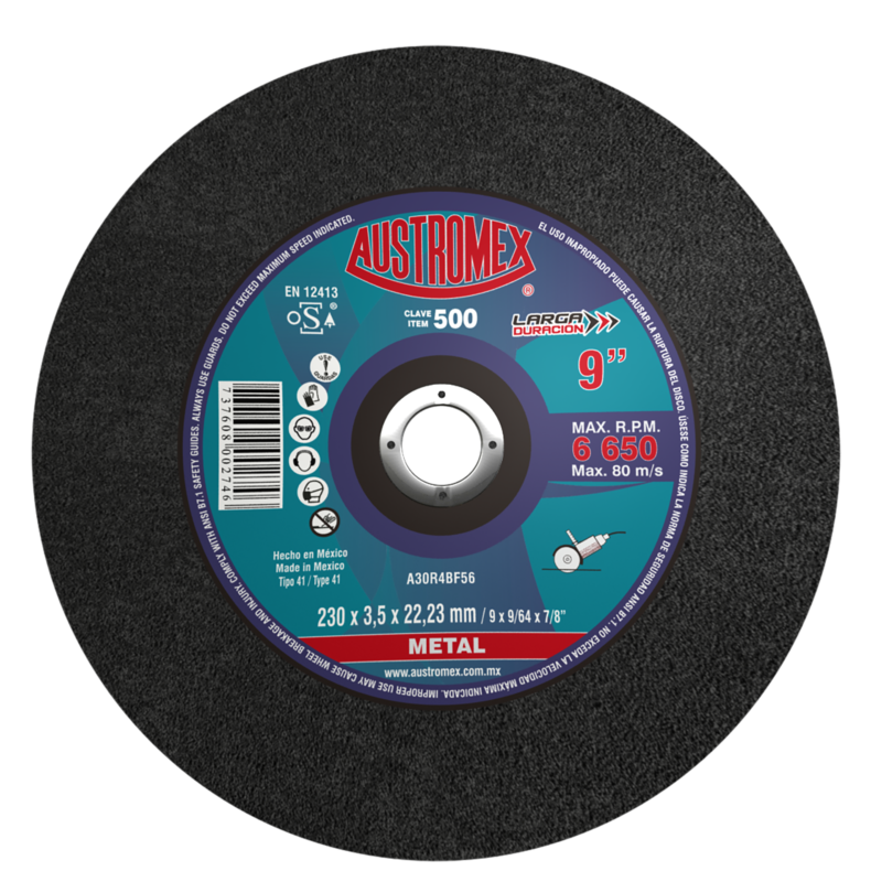 x500 disco corte de metal 9"