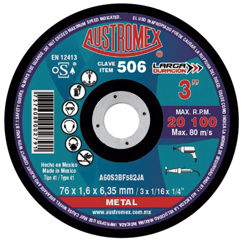 x506 disco corte de metal 3"