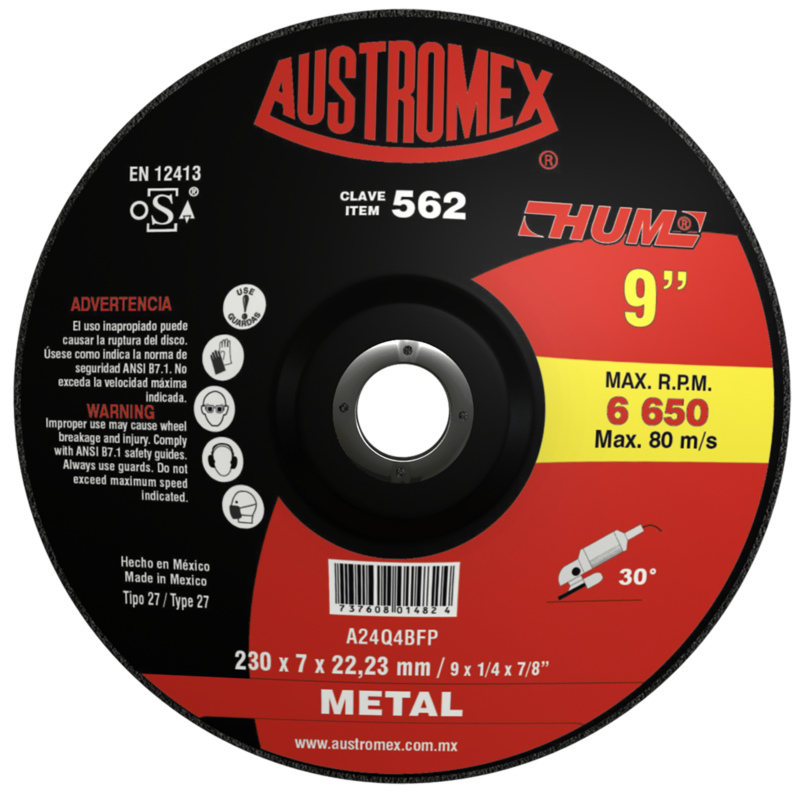 x562 disco de desbaste de metal 9"