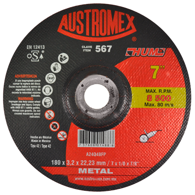 x567 disco corte de metal 7"