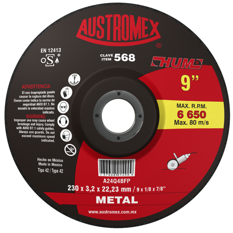 x568 disco corte de metal 9"