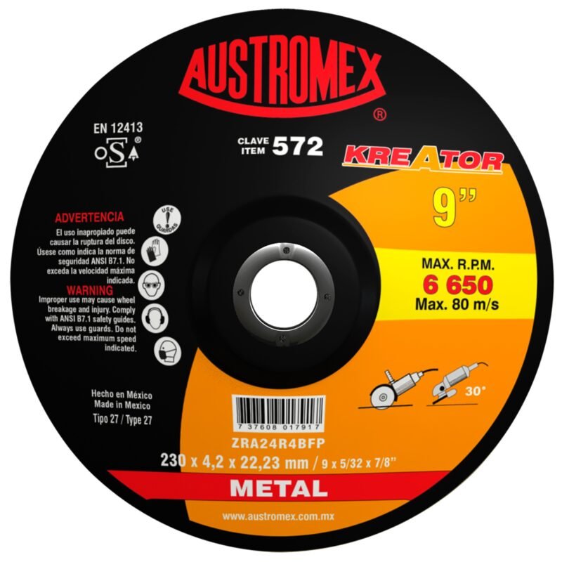 x572 disco de desbaste de metal 9"