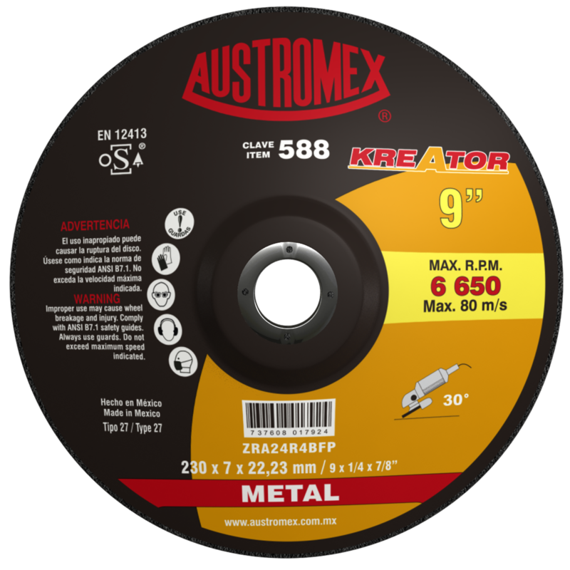 x588 disco de desbaste de metal 9"
