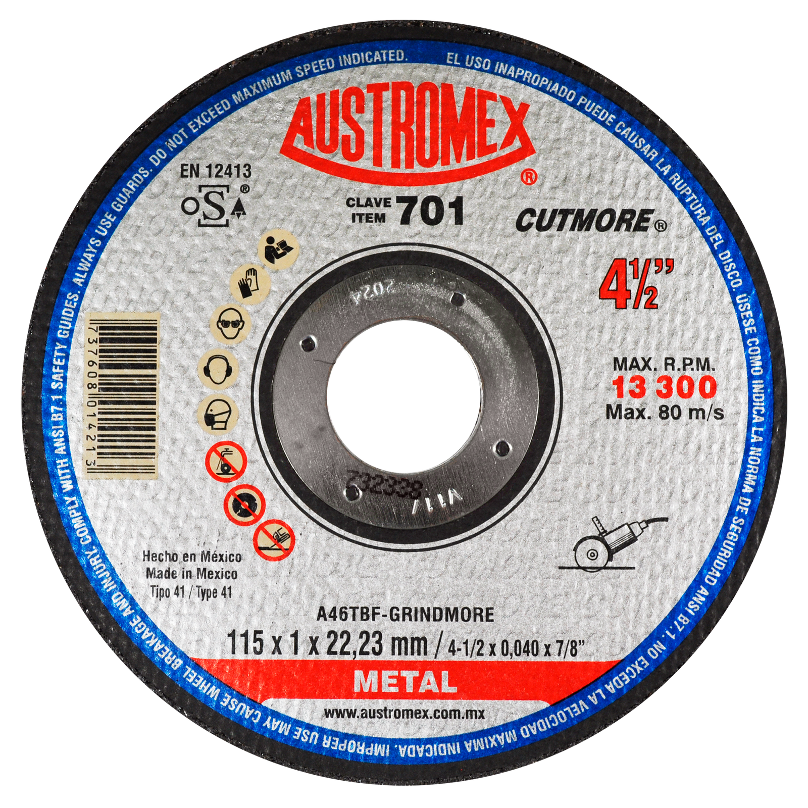 x701 disco corte de metal 4 1/2" x701 disco corte de metal 4 1/2"