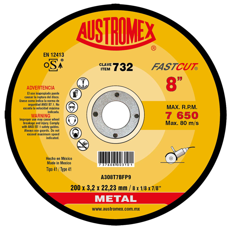x732 disco corte de metal 8"