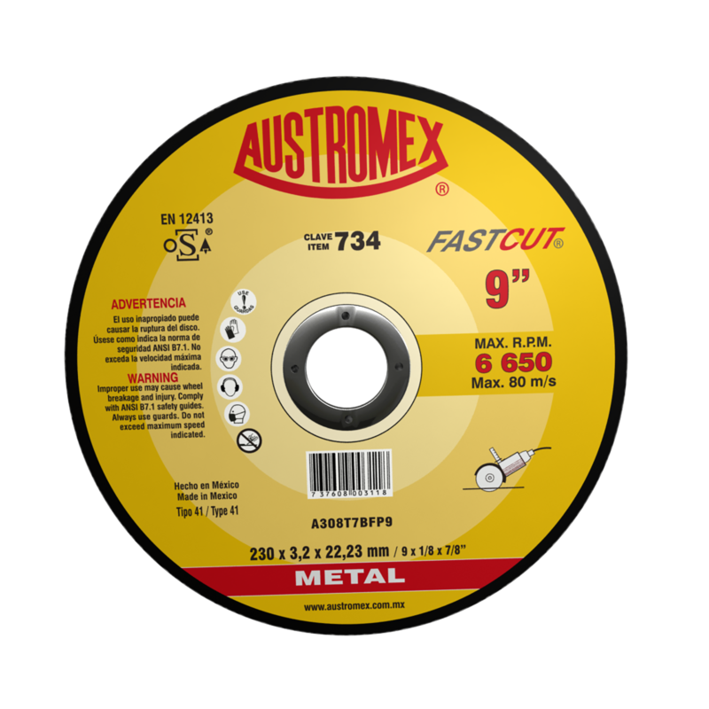 x734 disco corte de metal 9"