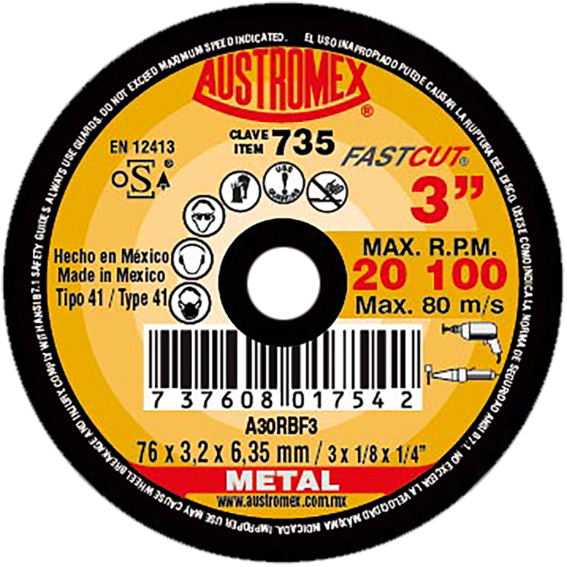 x735 disco corte de metal 3"
