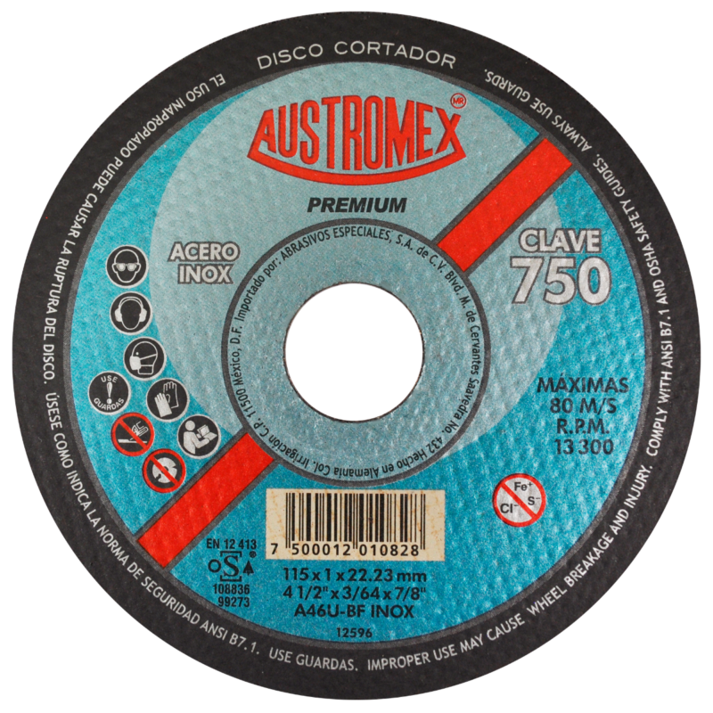 x750 disco corte acero inox 4 1/2"