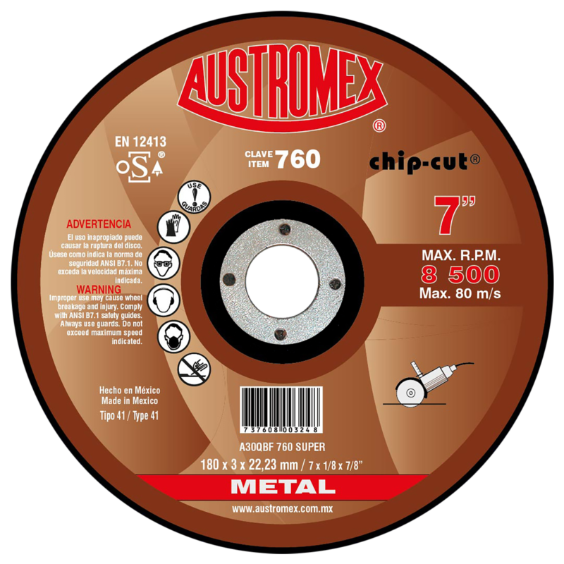x760 disco corte de metal 7"