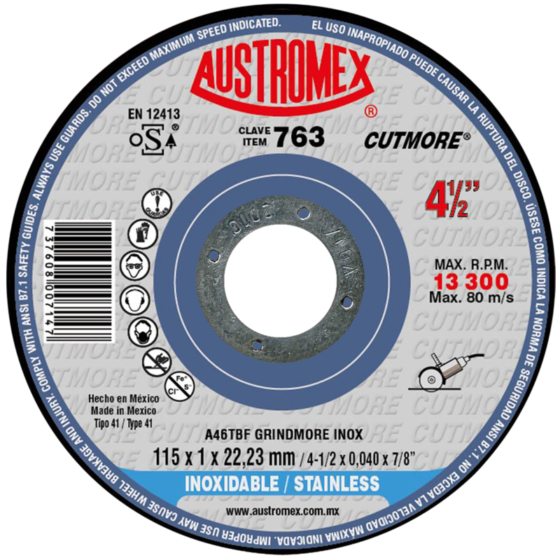 x763 disco corte acero inox 4 1/2"