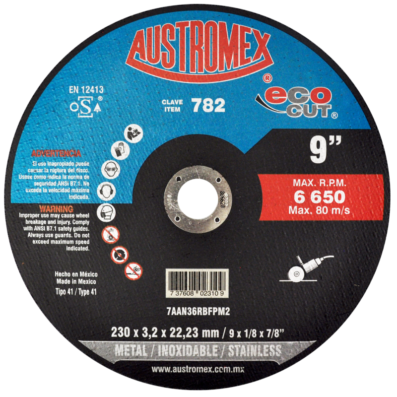 x782 disco corte de metal 9"
