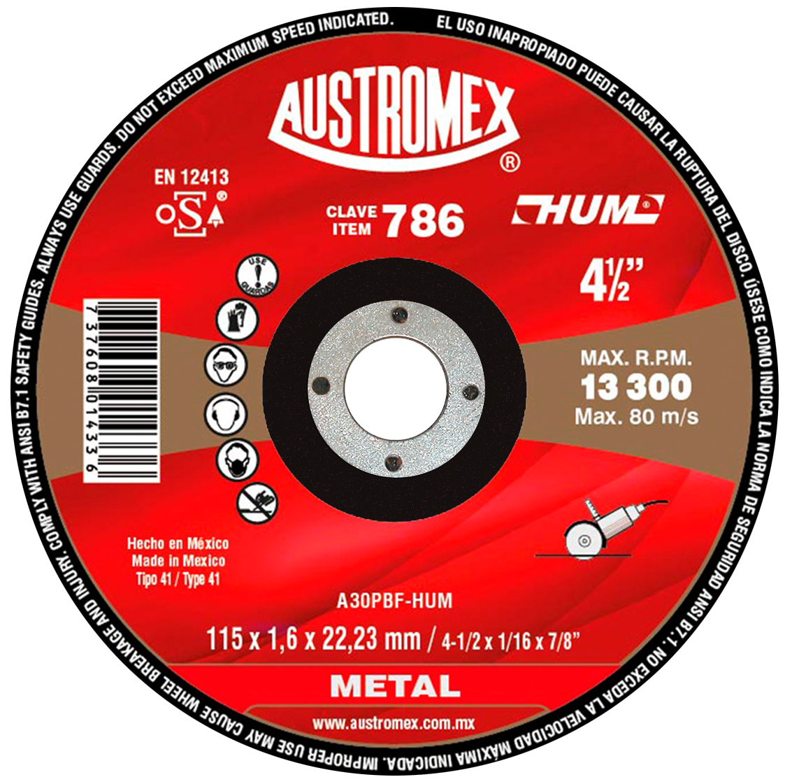 x786 disco corte de metal 4 1/2" x786 disco corte de metal 4 1/2"