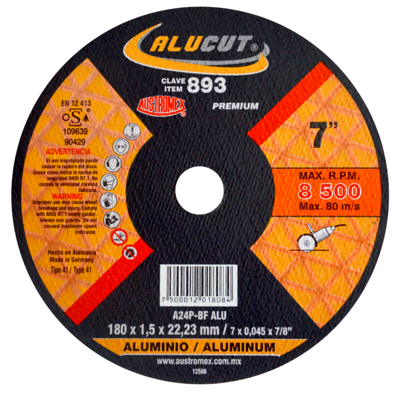 x893 disco corte aluminio 7"