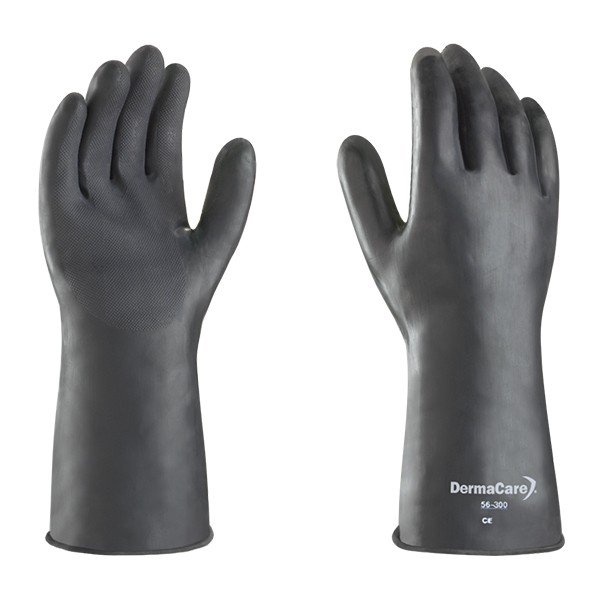 guante negro latex contra acidos 30 cm